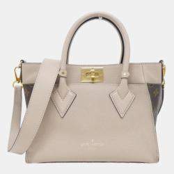 Pre Owned Louis Vuitton On My Side PM Grayish Tone Leather Shoulder Bag