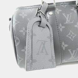 Pre Owned Louis Vuitton Keepall Bandouliere 25 Grey Canvas Boston Bag