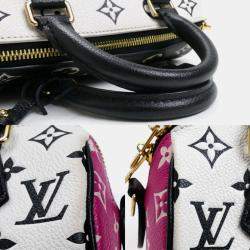 Pre Owned Louis Vuitton Speedy Bandouliere 20 Black/White/Pink Leather Boston Bag