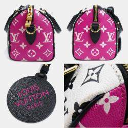 Pre Owned Louis Vuitton Speedy Bandouliere 20 Black/White/Pink Leather Boston Bag