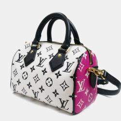 Pre Owned Louis Vuitton Speedy Bandouliere 20 Black/White/Pink Leather Boston Bag