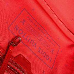 Pre Owned Louis Vuitton Neverfull MM Red Canvas Shoulder Bag