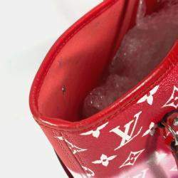 Pre Owned Louis Vuitton Neverfull MM Red Canvas Shoulder Bag