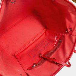 Pre Owned Louis Vuitton Neverfull MM Red Canvas Shoulder Bag