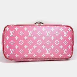 Pre Owned Louis Vuitton Neverfull MM Red Canvas Shoulder Bag