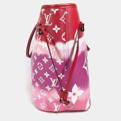 Pre Owned Louis Vuitton Neverfull MM Red Canvas Shoulder Bag