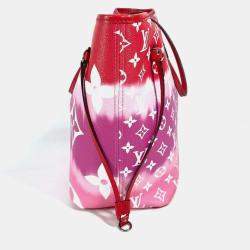 Pre Owned Louis Vuitton Neverfull MM Red Canvas Shoulder Bag