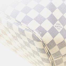 Pre Owned Louis Vuitton White Damier Azur Neverfull MM Bag