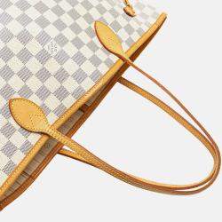 Pre Owned Louis Vuitton White Damier Azur Neverfull MM Bag