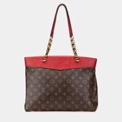 Pre Owned Louis Vuitton Brown/Red Monogram Pallas Shopper