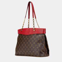 Pre Owned Louis Vuitton Brown/Red Monogram Pallas Shopper
