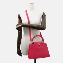 Pre Owned Louis Vuitton Capucines Pink Taurillon Leather Size BB