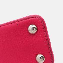 Pre Owned Louis Vuitton Capucines Pink Taurillon Leather Size BB