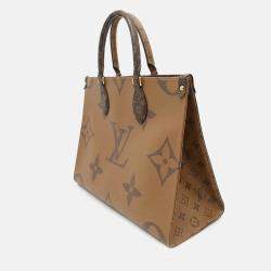 Pre Owned Louis Vuitton Onthego Red Monogram Monogram Reverse Canvas Monogram Giant Size MM
