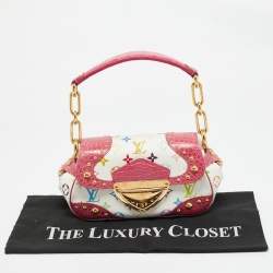 Pre Owned Louis Vuitton Pink/White Multicolor Monogram Canvas and Alligator Marilyn Bag