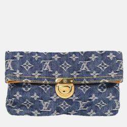 Pre Owned حقيبة كلتش لوي فيتون بلو مونوغرام دِنِم بوشيت بلات