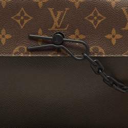 Pre Owned Louis Vuitton Khaki Green Taiga Leather and Monogram Canvas Pochette Voyage Steamer