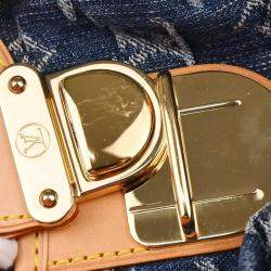 Pre Owned Louis Vuitton Pleaty Blue Monogram Denim Handbag