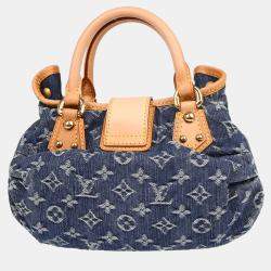 Pre Owned Louis Vuitton Pleaty Blue Monogram Denim Handbag