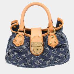 Pre Owned Louis Vuitton Pleaty Blue Monogram Denim Handbag