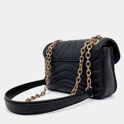Pre Owned Louis Vuitton Black Leather New Wave Chain Shoulder Bag PM