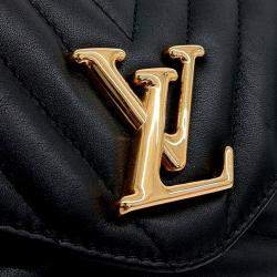 Pre Owned Louis Vuitton Black Leather New Wave Chain Shoulder Bag PM