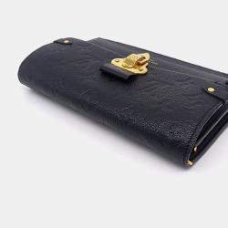 Pre Owned Louis Vuitton Black Leather Empreinte Bavin Chain Wallet