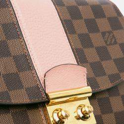 Pre Owned Louis Vuitton Brown Pink Damier Ebene Cuir Taurillon Wight