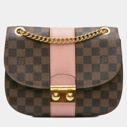 Pre Owned Louis Vuitton Brown Pink Damier Ebene Cuir Taurillon Wight
