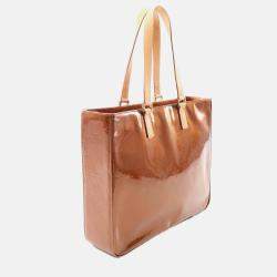 Pre Owned Louis Vuitton Columbus Shoulder Tote Bag Vernis Leather Bronze