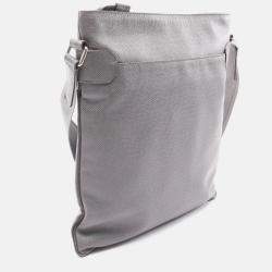 Pre Owned Louis Vuitton Sasha Shoulder Crossbody Bag  Taiga Leather Gray Gres