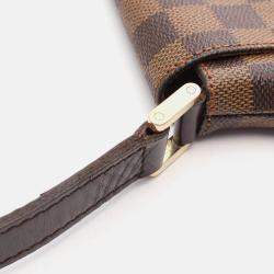 Pre Owned Louis Vuitton Musette Shoulder Bag  Damier Canvas Brown Ebene