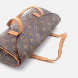 Pre Owned Louis Vuitton Sonatine Handbag  Monogram Canvas Leather Brown