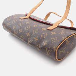 Pre Owned Louis Vuitton Sonatine Handbag  Monogram Canvas Leather Brown