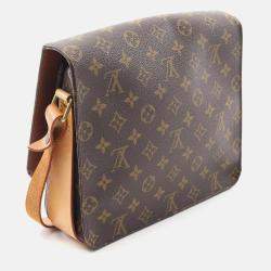 Pre Owned Louis Vuitton Cartouchiere GM Crossbody Shoulder Bag  Monogram Brown