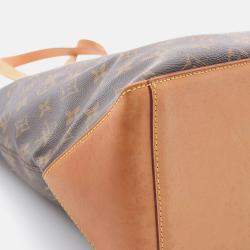 Pre Owned Louis Vuitton Cabas Mezzo Tote Bag  Monogram Canvas Leather Brown