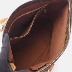 Pre Owned Louis Vuitton Cabas Mezzo Tote Bag  Monogram Canvas Leather Brown