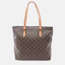 Pre Owned Louis Vuitton Cabas Mezzo Tote Bag  Monogram Canvas Leather Brown