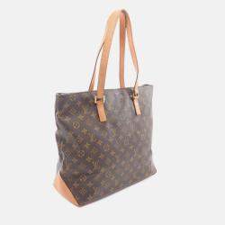 Pre Owned Louis Vuitton Cabas Mezzo Tote Bag  Monogram Canvas Leather Brown