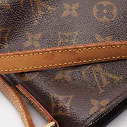 Pre Owned Louis Vuitton Trotteur Shoulder Bag  Monogram Canvas Leather Brown