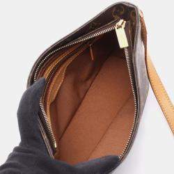 Pre Owned Louis Vuitton Trotteur Shoulder Bag  Monogram Canvas Leather Brown