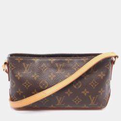 Pre Owned Louis Vuitton Trotteur Shoulder Bag  Monogram Canvas Leather Brown