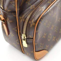 Pre Owned Louis Vuitton Nile Shoulder Bag  Monogram Canvas Leather Brown