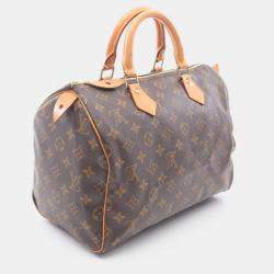 Pre Owned Louis Vuitton Speedy 30 Handbag  Monogram Canvas Leather Brown