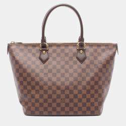 Pre Owned Louis Vuitton Saleya MM Brown Damier Ebene Canvas Tote Bag