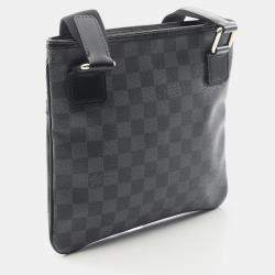 Pre Owned Louis Vuitton Tomas Shoulder Bag  Damier Graphite Canvas Black