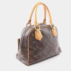 Pre Owned Louis Vuitton Manhattan Pm Handbag  Monogram Canvas Brown