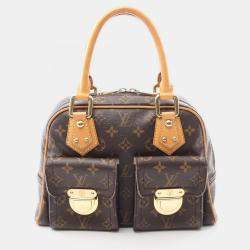 Pre Owned Louis Vuitton Manhattan Pm Handbag  Monogram Canvas Brown