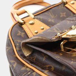 Pre Owned Louis Vuitton Manhattan Pm Handbag  Monogram Canvas Brown