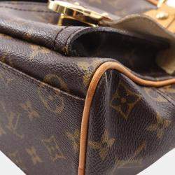 Pre Owned Louis Vuitton Manhattan Pm Handbag  Monogram Canvas Brown